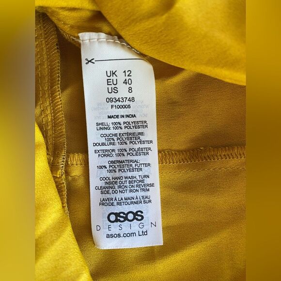 ASOS DESIGN Long Sleeve Mini Dress Yellow Floral Print Sequin Silver Sz 8 NEW - Picture 15 of 16